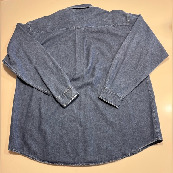 Cinch EUC Denim Mens Button Down Shirt Embroidered Logo Size Large 100% Cotton - Picture 2 of 7